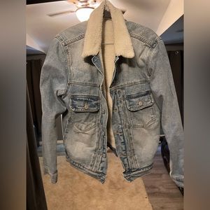 denim jacket with fuzzy interior